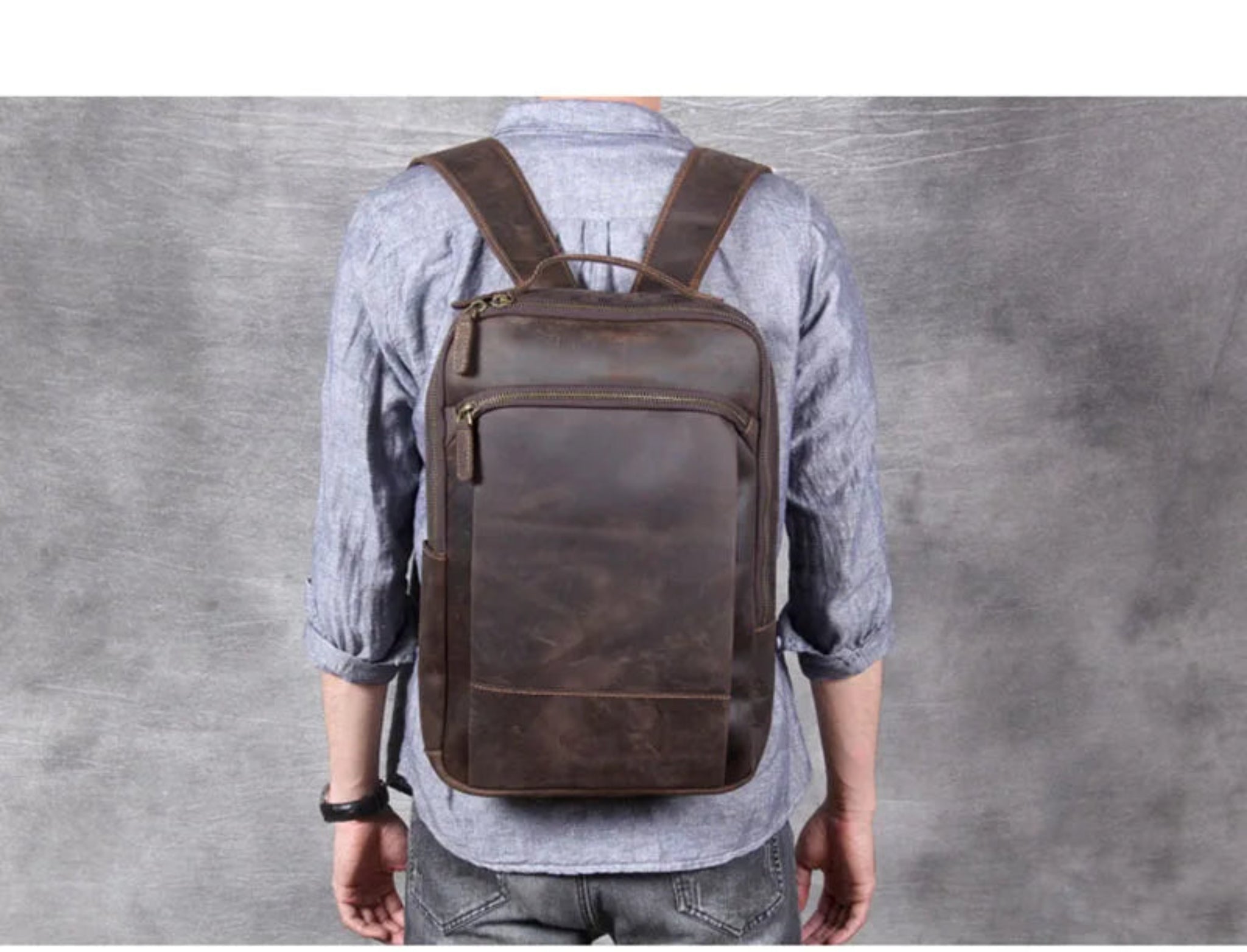 Vintage Crazy Horse Genuine Leather Backpack Men Backpack Laptop Leather Daily Bagpack Male Rucksack Trave Hiking Knapsack Large
