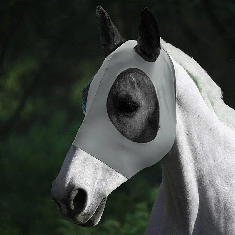 New Multicolor Horse Face Mask Anti Fly Breathable Stretch Knitted Mesh Anti Mosquito Mask Horse Riding Equestrian Equipment