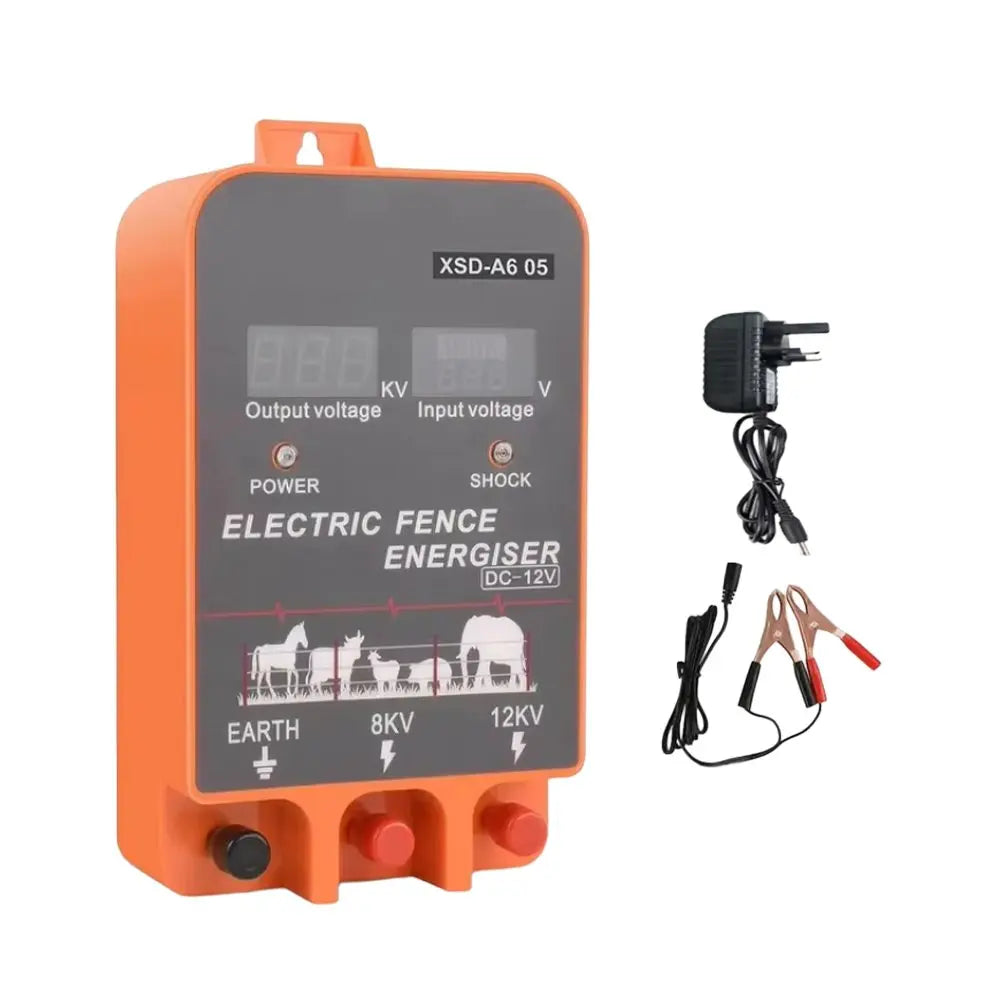 5-10KM Electric Fence Energizer 2.5 Joule With LCD Display 12V Energizer Controller for Farm Livestock Cows Cattle Horse