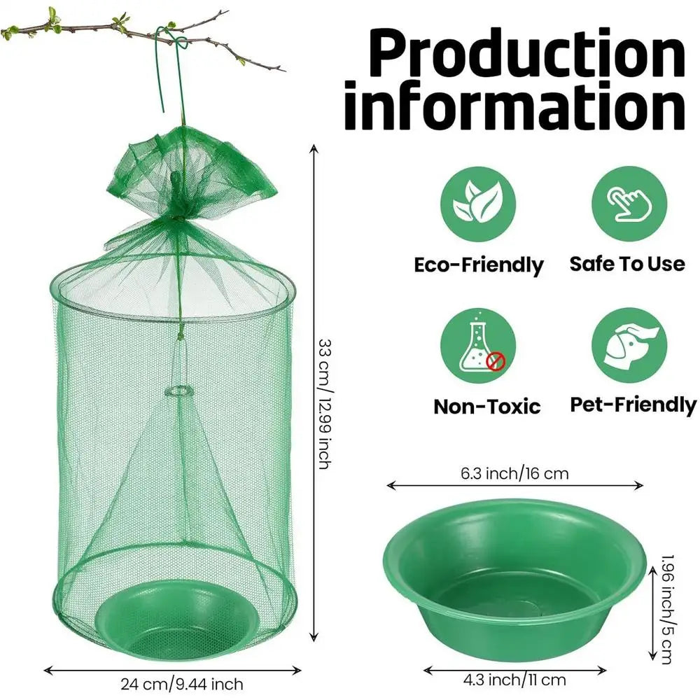 Fly Trap Outdoor 6X Reusable Horse Fly Traps Outdoor Flying Animal Control Folding Catcher For Orchard Garden Patio Camping