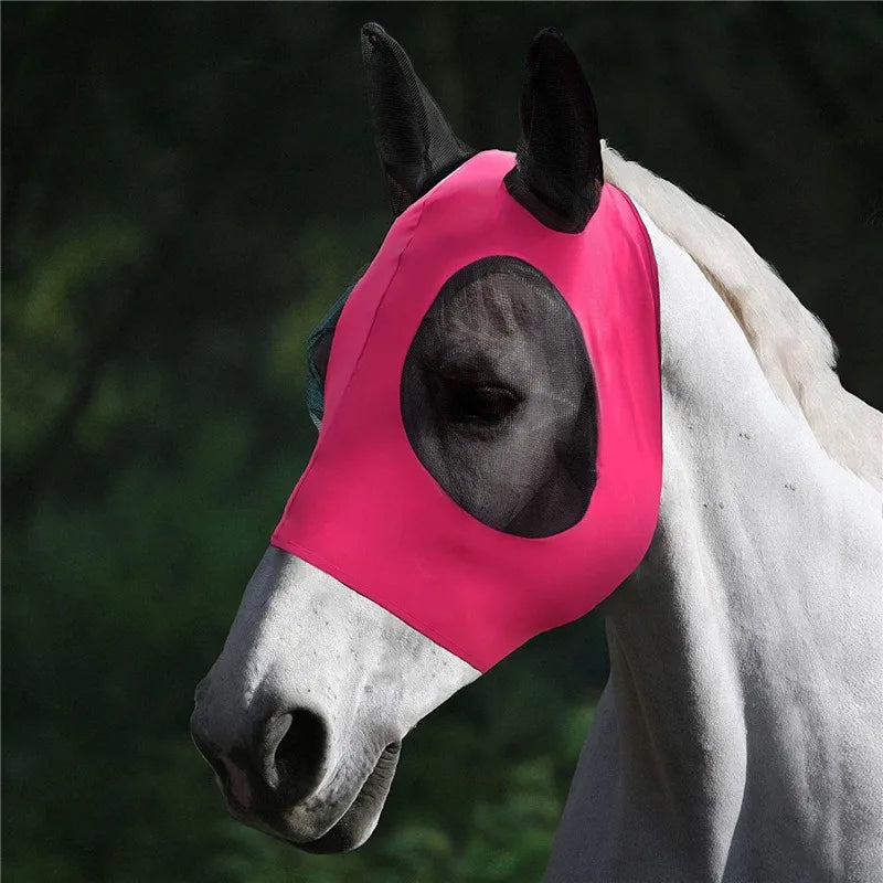 New Multicolor Horse Face Mask Anti Fly Breathable Stretch Knitted Mesh Anti Mosquito Mask Horse Riding Equestrian Equipment