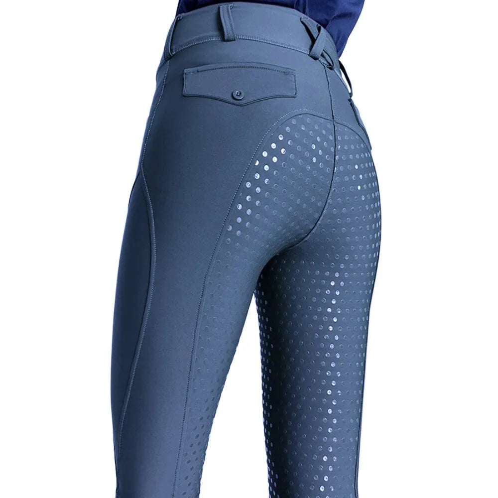 Spring, Summer and Autumn Full-seat Silicone Non-slip Rivets Stretch High Waist Tight Horse Riding Suit Equestrian Pants
