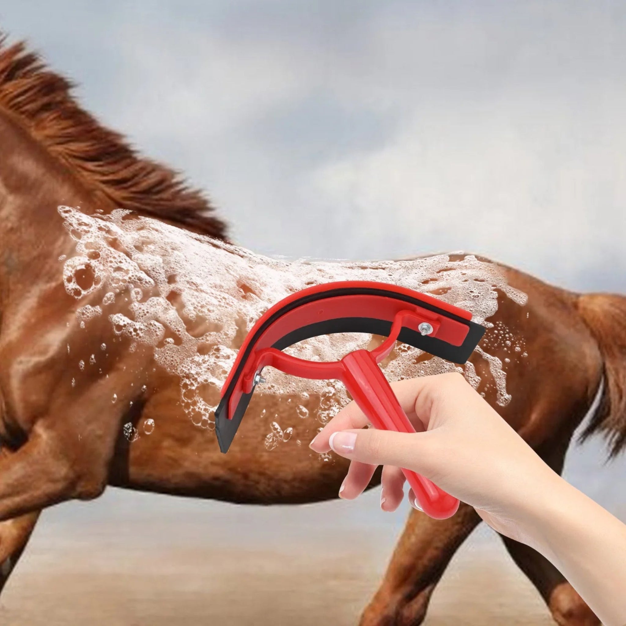 Ergonomic Horse Tool Horse Sweat Scraper Soft Rubber Blades Time-Saving Tool Easy To Use Ergonomic Grip Design